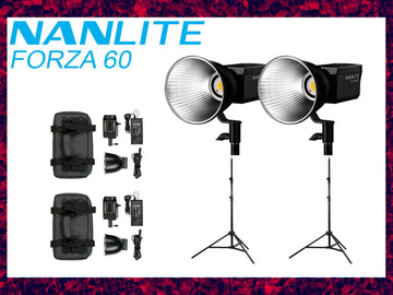 2X NANLITE FORZA 60+Fresnels+BarnDoors+STANDS "kit c"