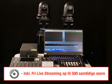 Komplet live streaming set-up med to PTZ-kameraer - incl. Fri Live Streaming op til 500 samtidige seere